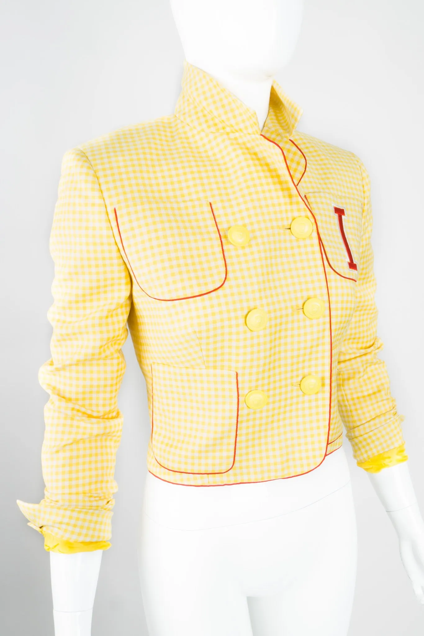 Gingham Double Breasted Letter Jacket