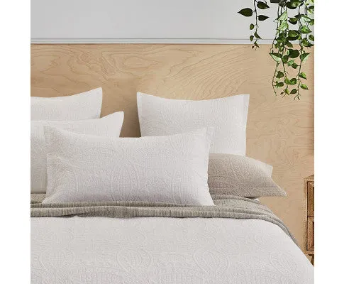 GIOIA CASA Lisbon Quilted 3 Pieces Embossed Coverlet Set - WHITE