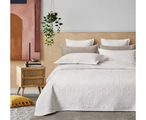 GIOIA CASA Lisbon Quilted 3 Pieces Embossed Coverlet Set - WHITE