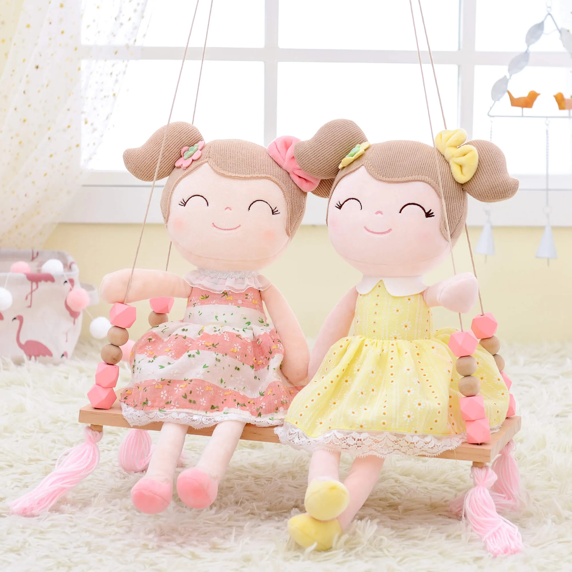 Gloveleya 16-inch Spring Girl Doll Baby Girls Gifts Plush Toy Yellow