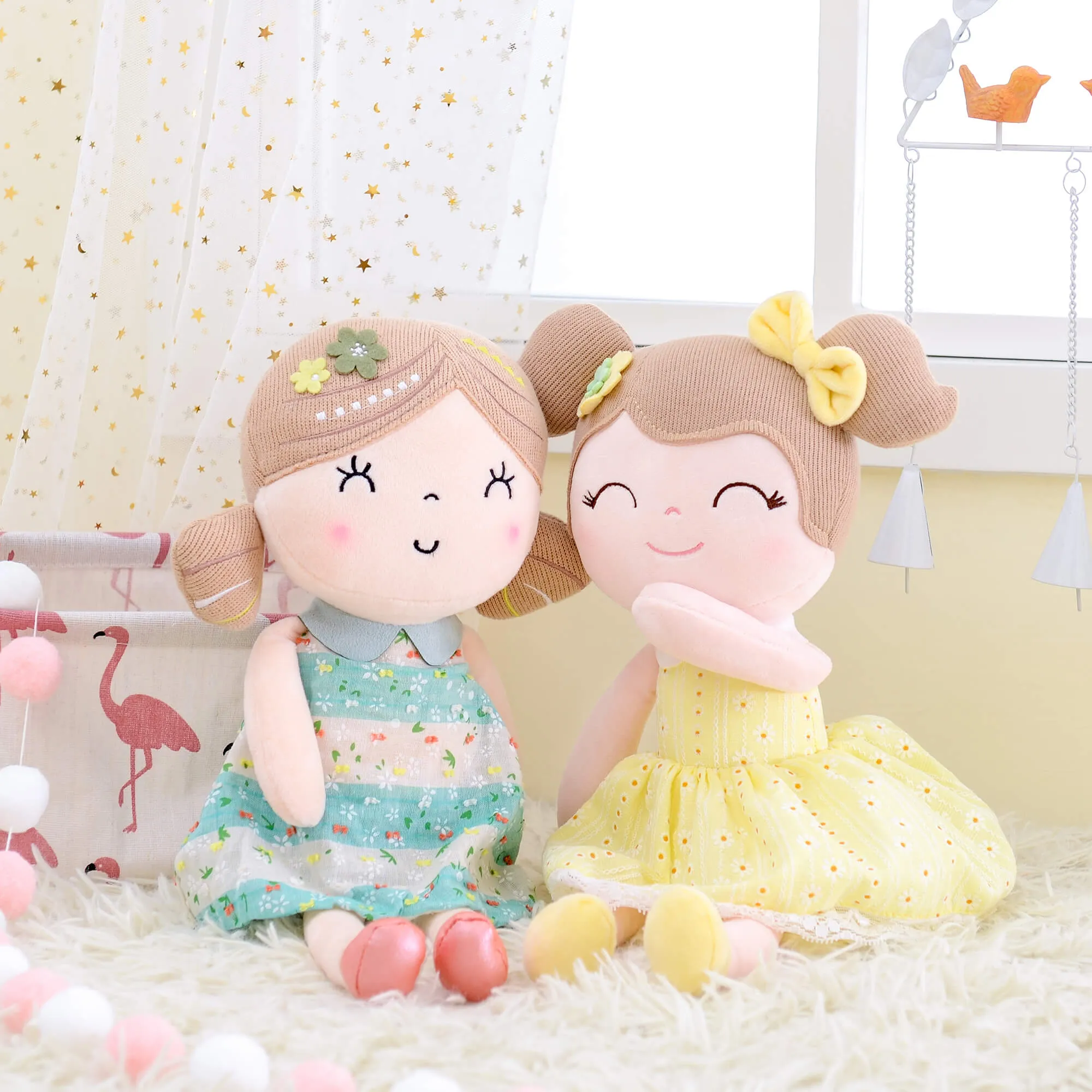 Gloveleya 16-inch Spring Girl Doll Baby Girls Gifts Plush Toy Yellow