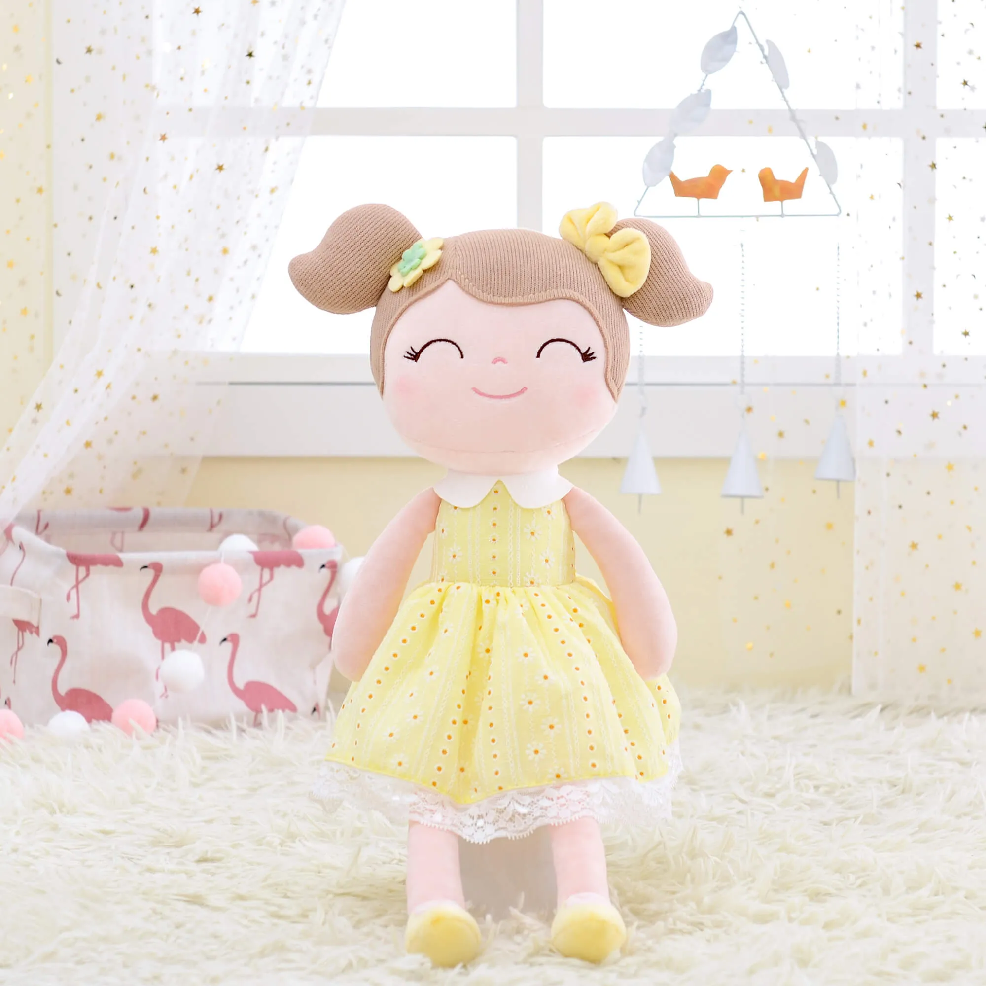 Gloveleya 16-inch Spring Girl Doll Baby Girls Gifts Plush Toy Yellow