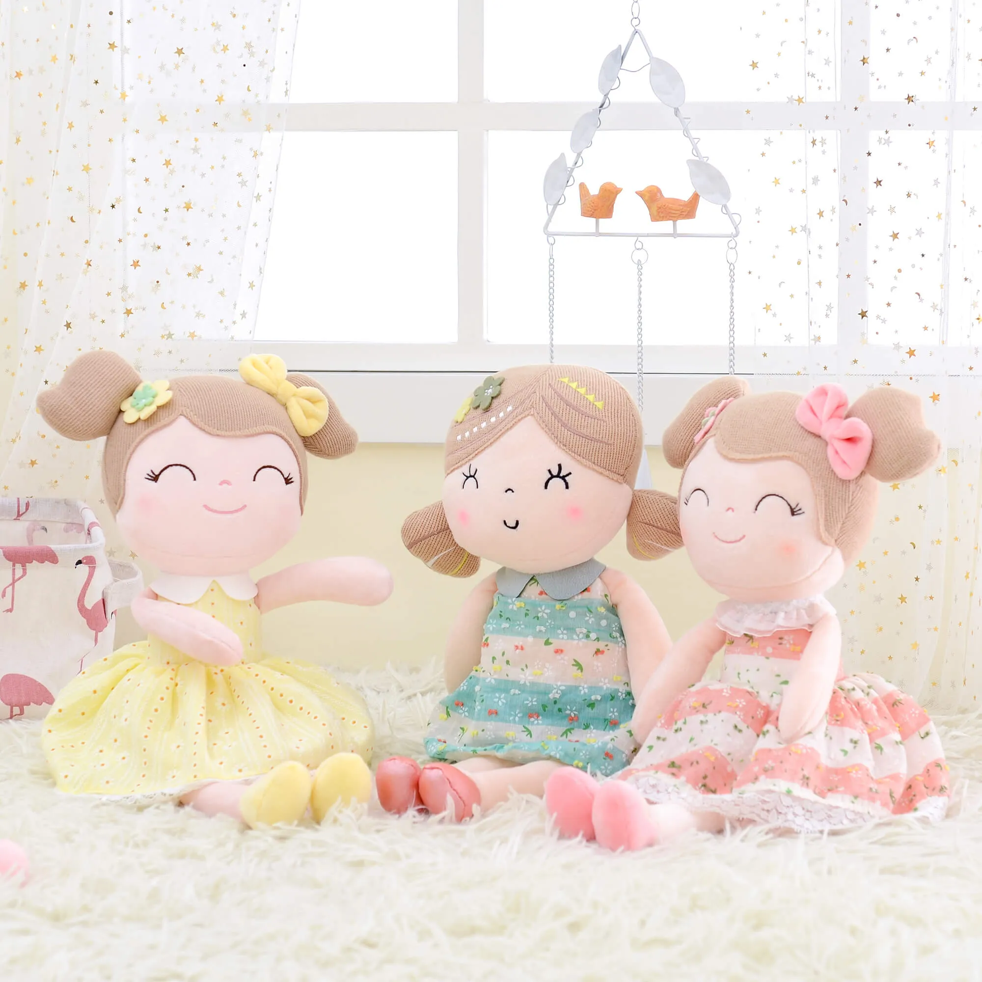 Gloveleya 16-inch Spring Girl Doll Baby Girls Gifts Plush Toy Yellow