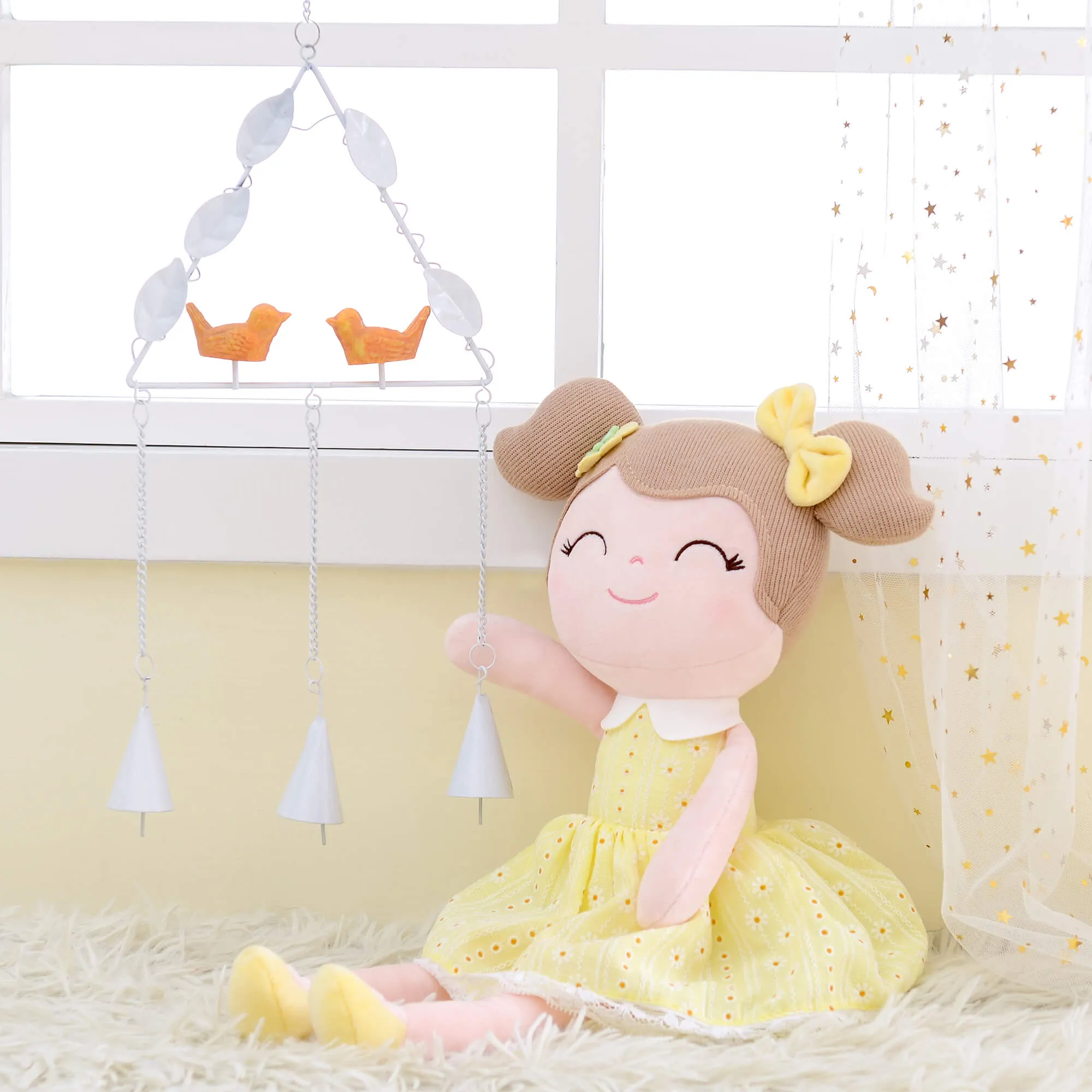 Gloveleya 16-inch Spring Girl Doll Baby Girls Gifts Plush Toy Yellow