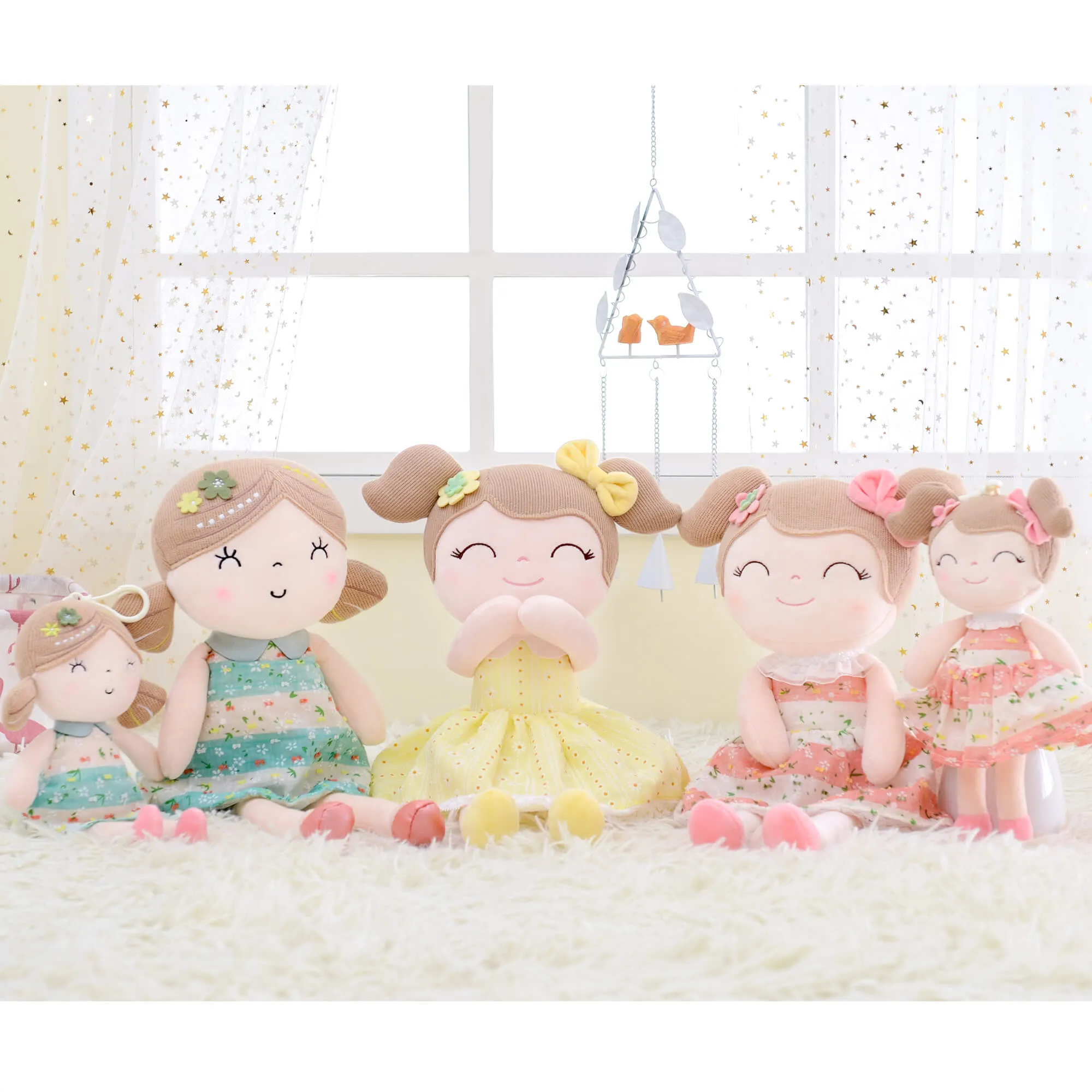 Gloveleya 16-inch Spring Girl Doll Baby Girls Gifts Plush Toy Yellow