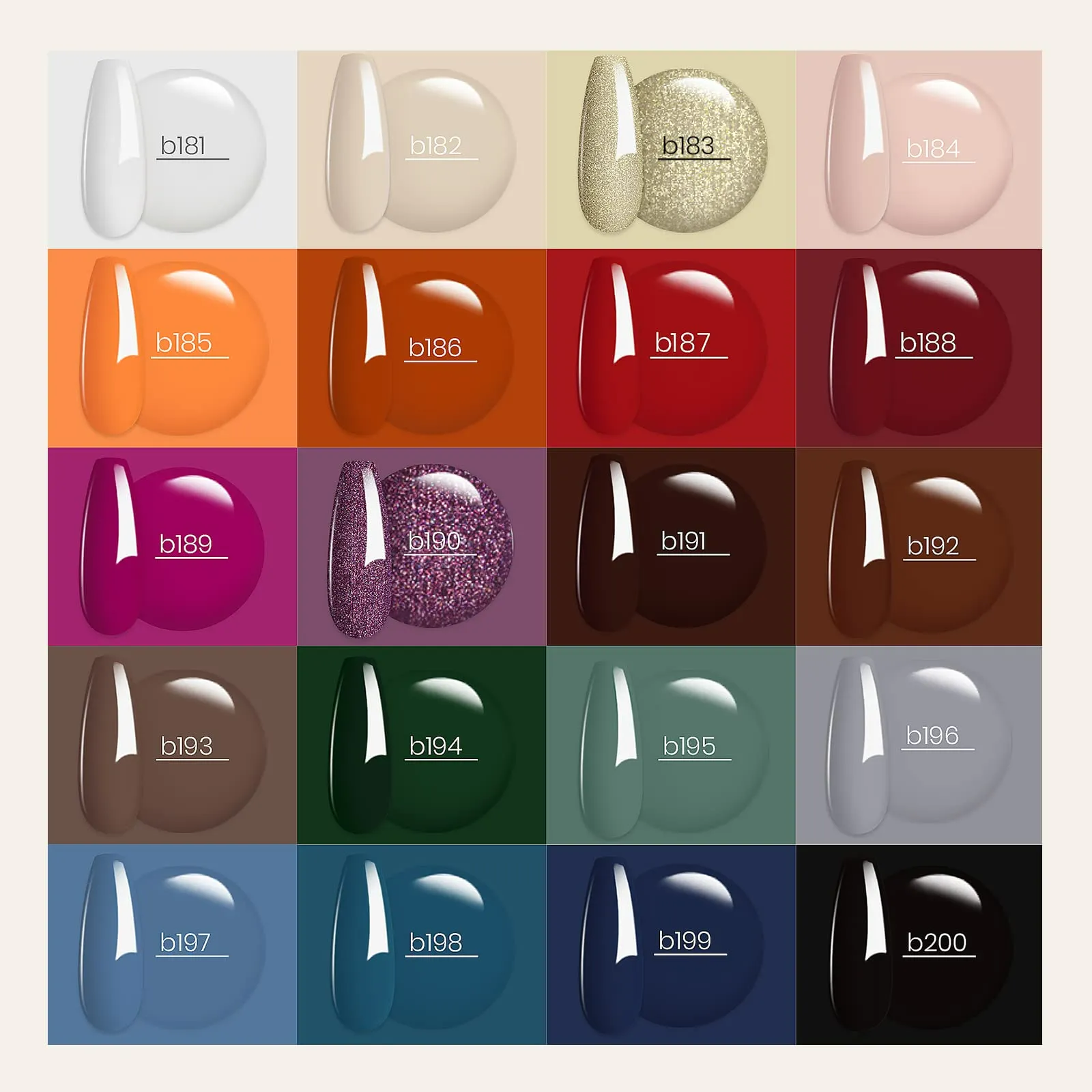 Glowing Attraction - 20 Gel Colors Set with Top and Base Coat (5ml/Each)
