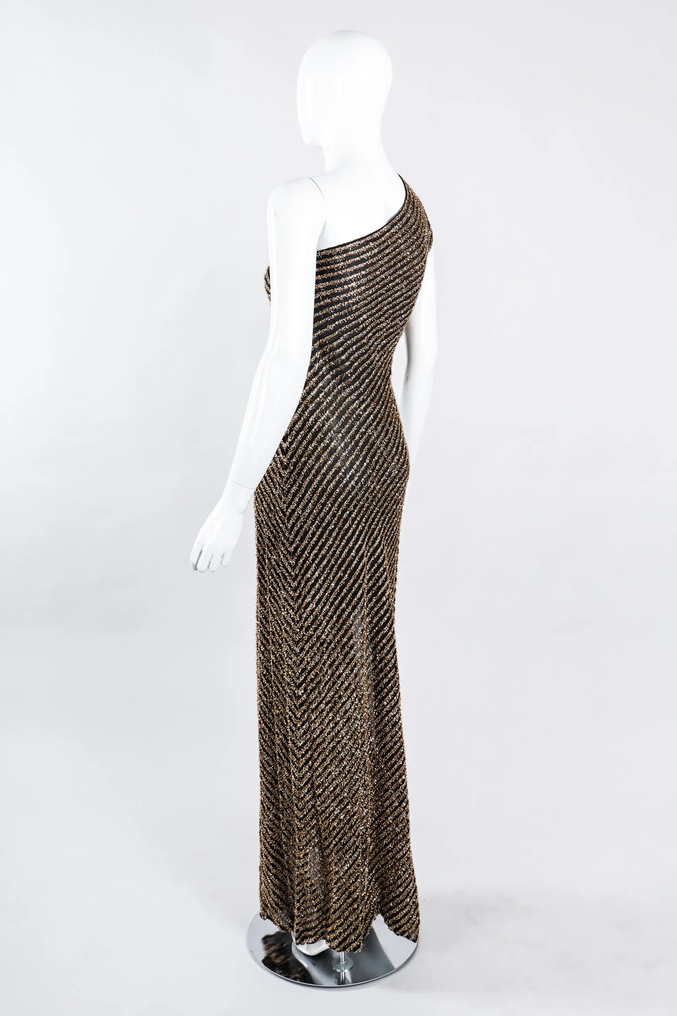 Gold Lamé One-Shoulder Gown