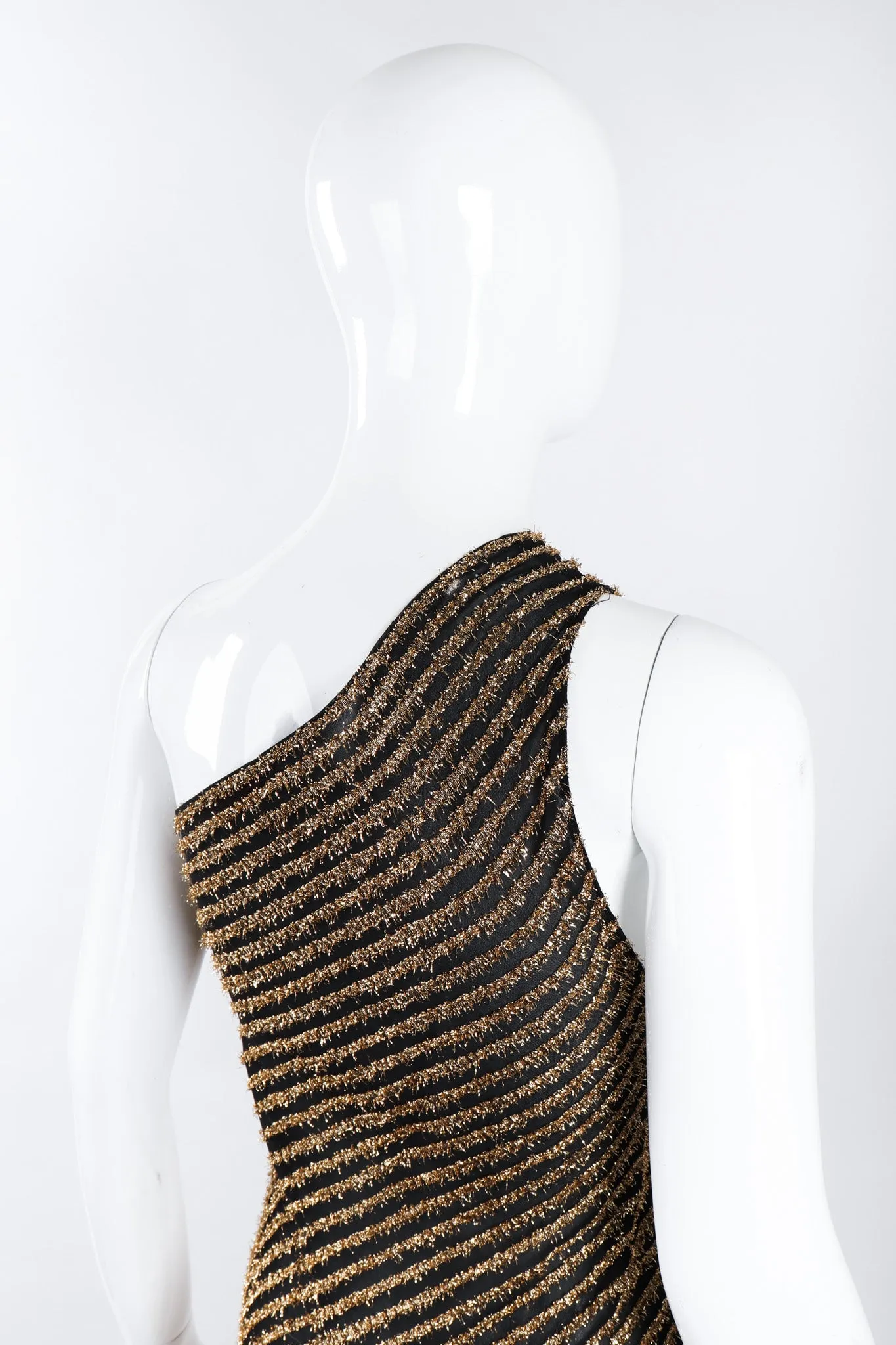 Gold Lamé One-Shoulder Gown