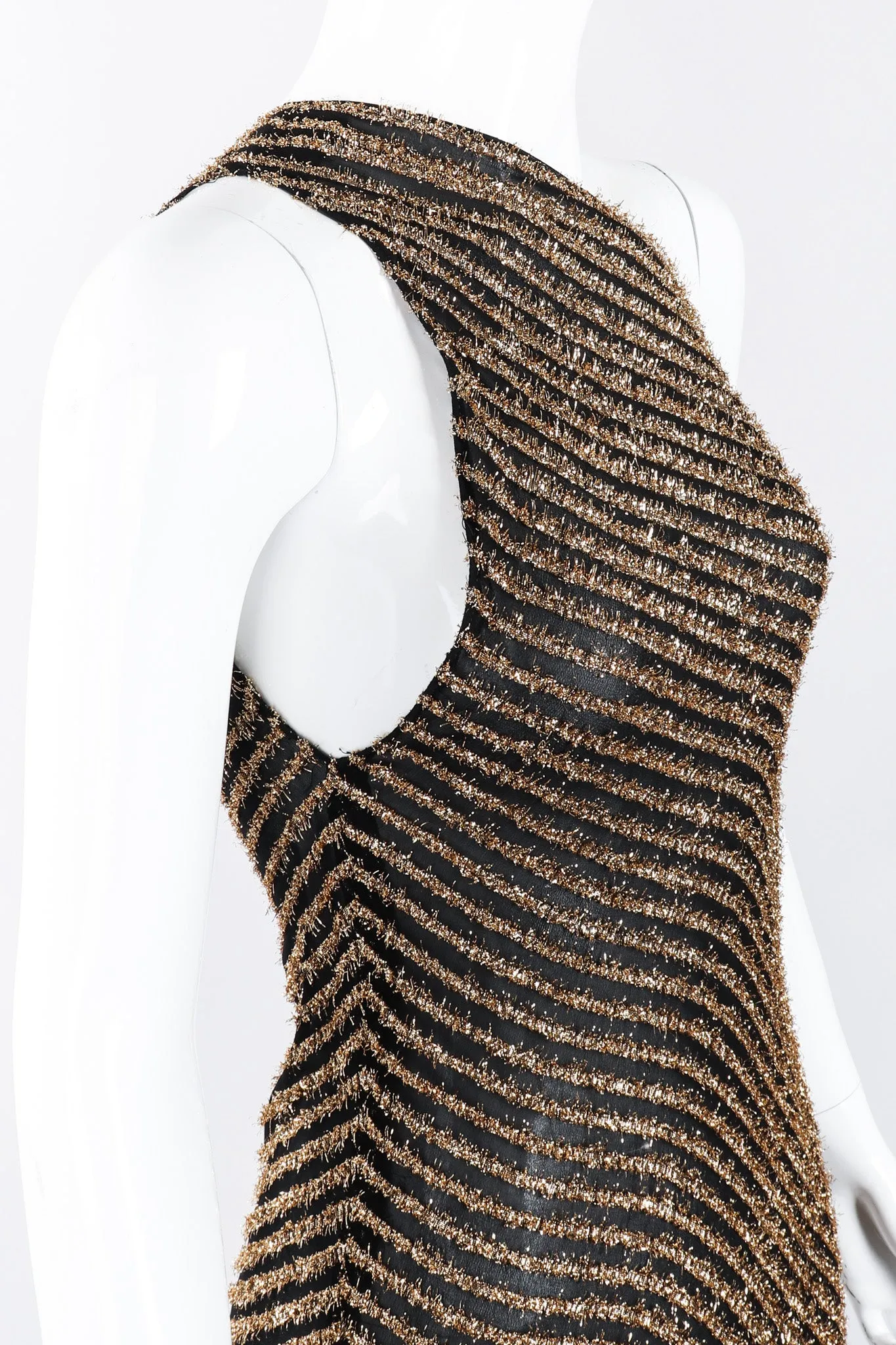 Gold Lamé One-Shoulder Gown