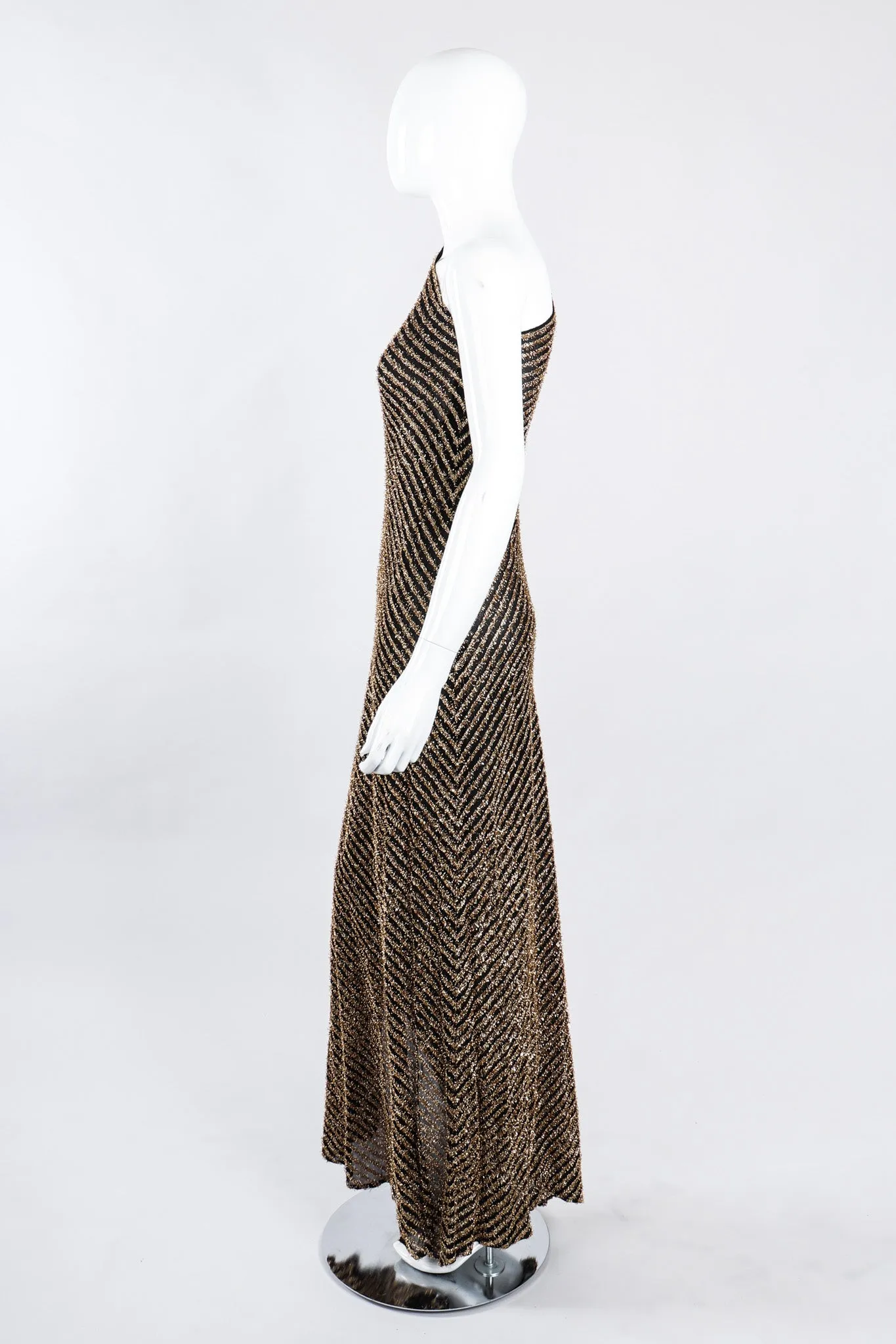 Gold Lamé One-Shoulder Gown