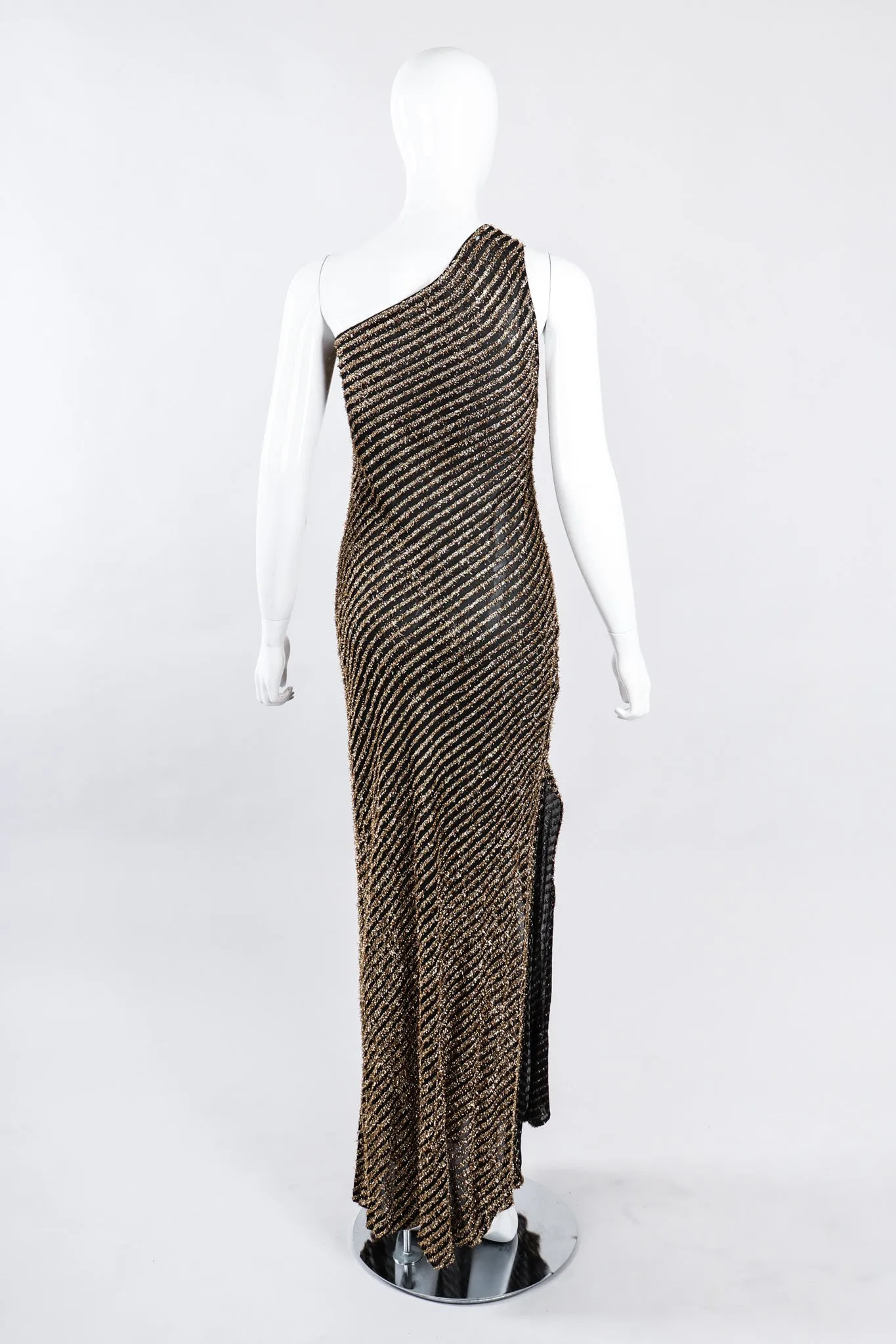Gold Lamé One-Shoulder Gown