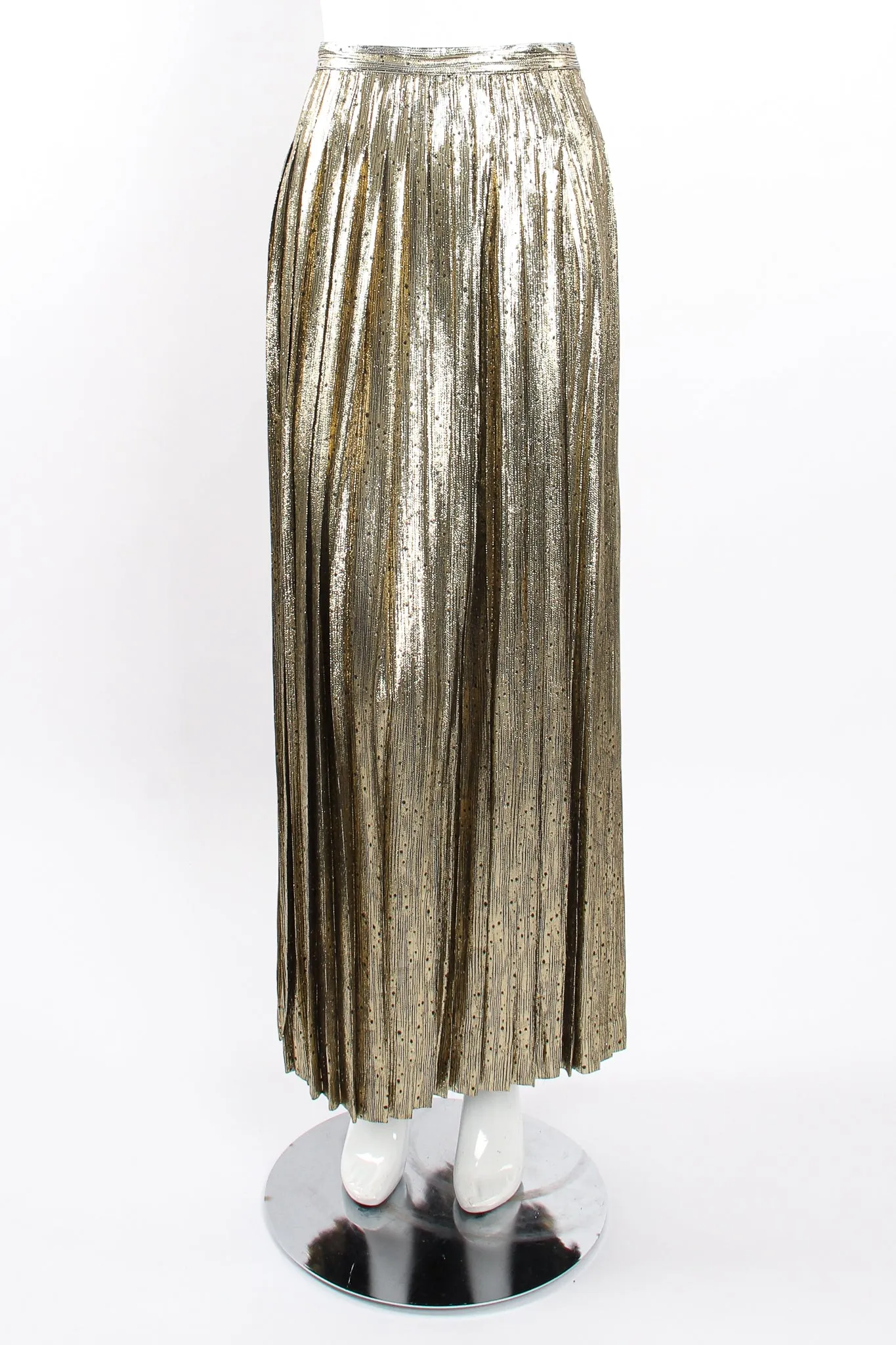 Gold Lamé Pleated Dot Skirt