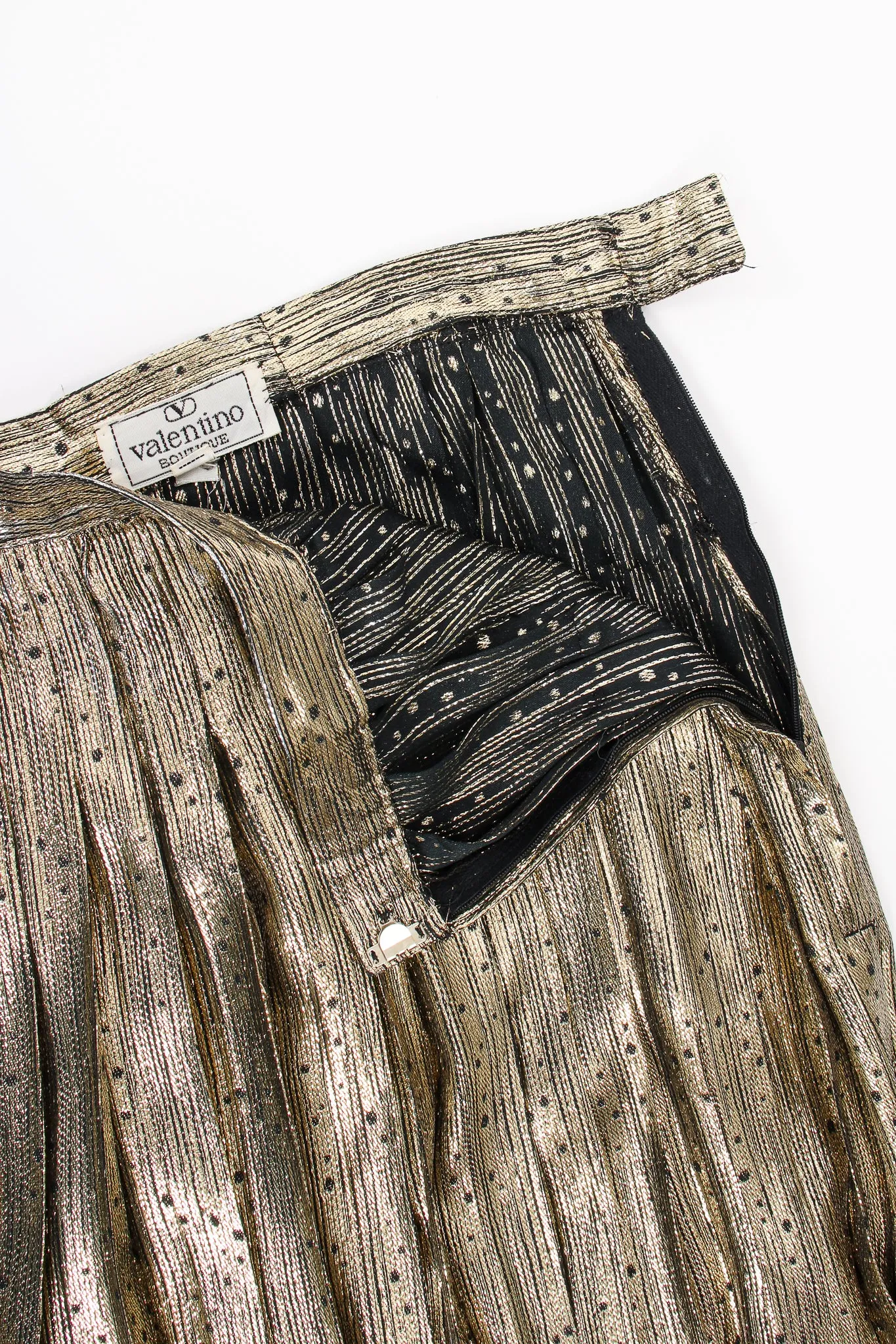 Gold Lamé Pleated Dot Skirt