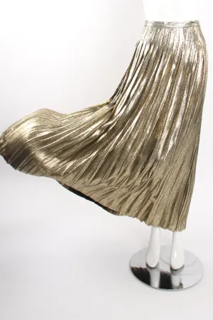 Gold Lamé Pleated Dot Skirt