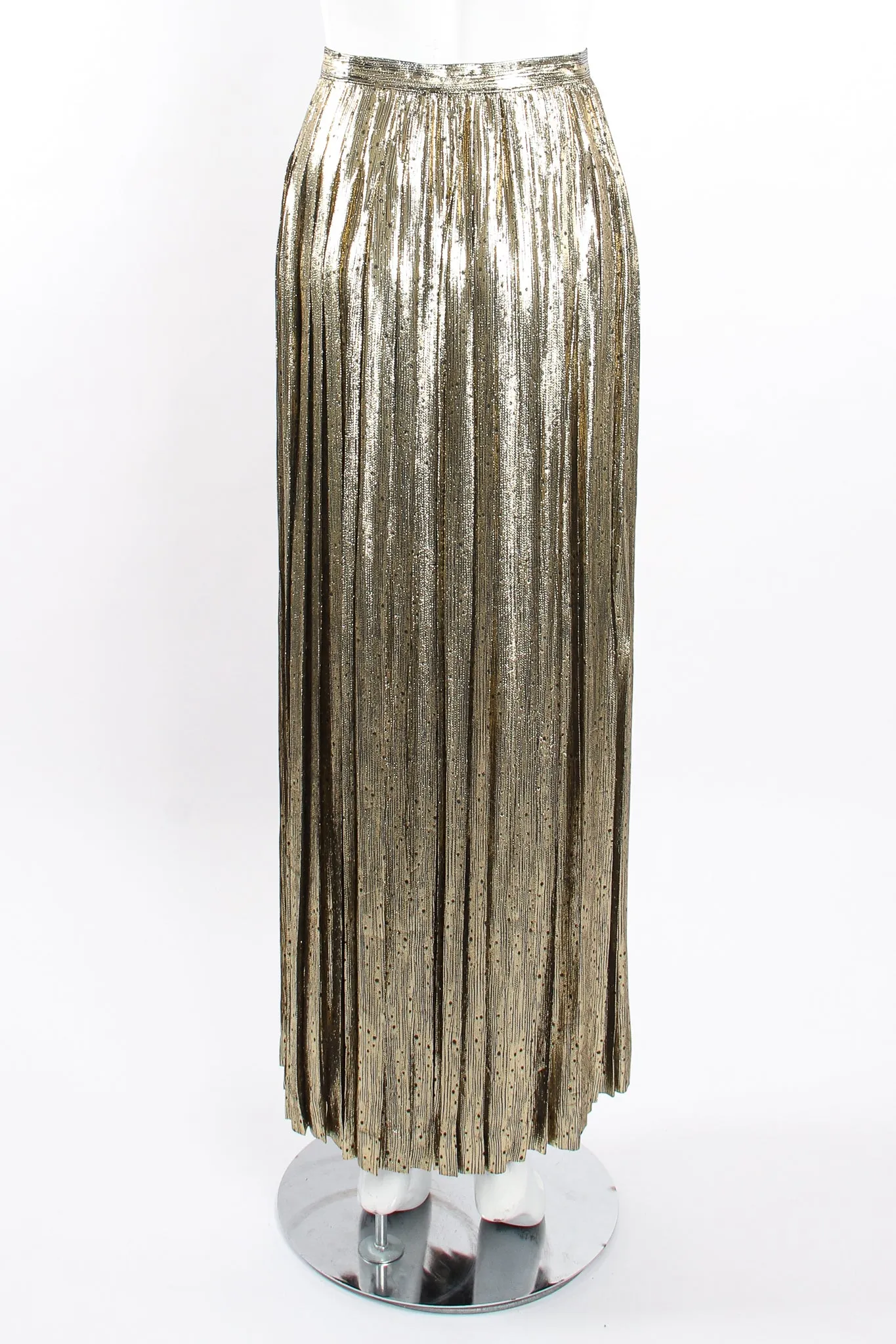 Gold Lamé Pleated Dot Skirt