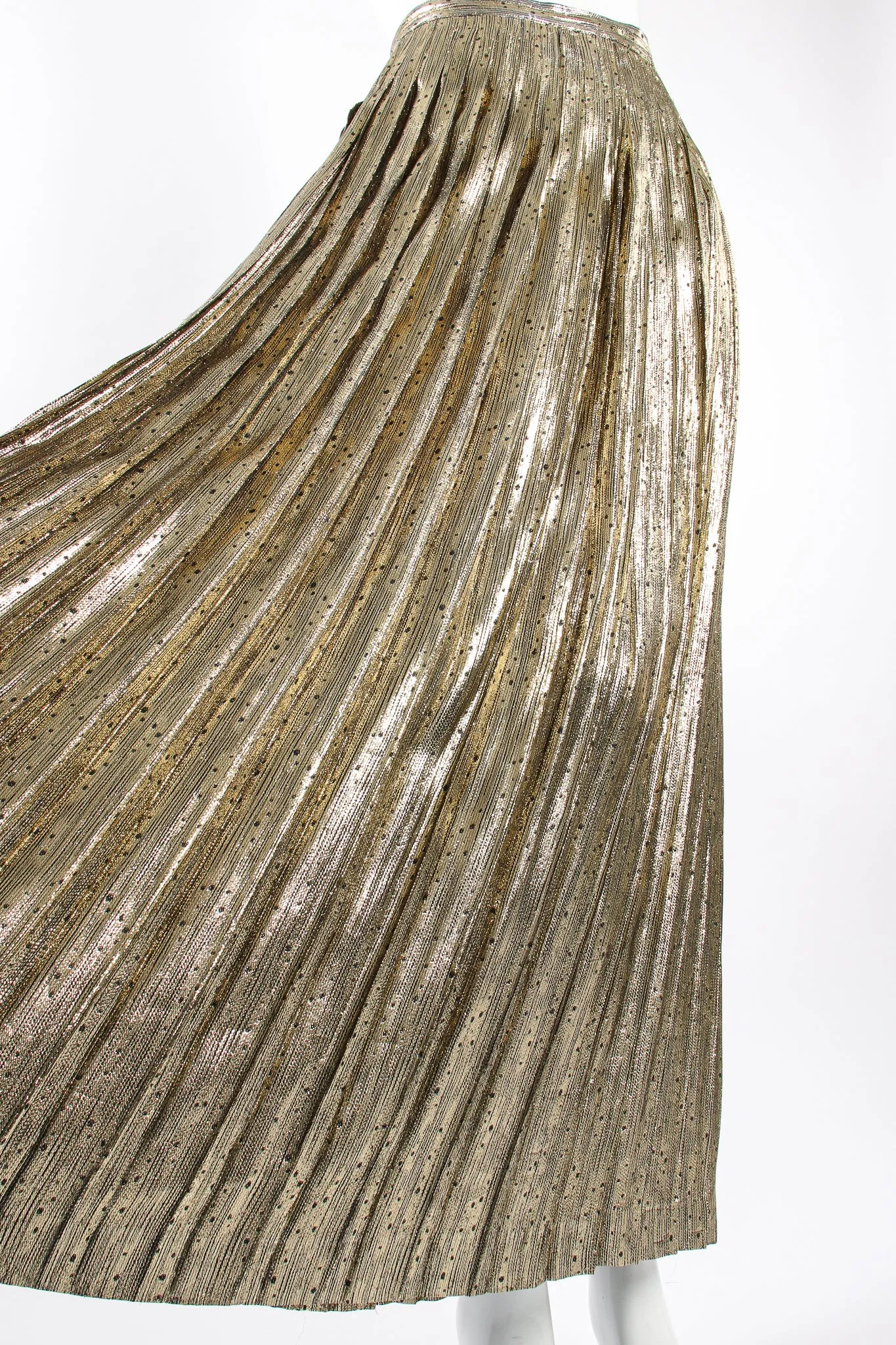 Gold Lamé Pleated Dot Skirt