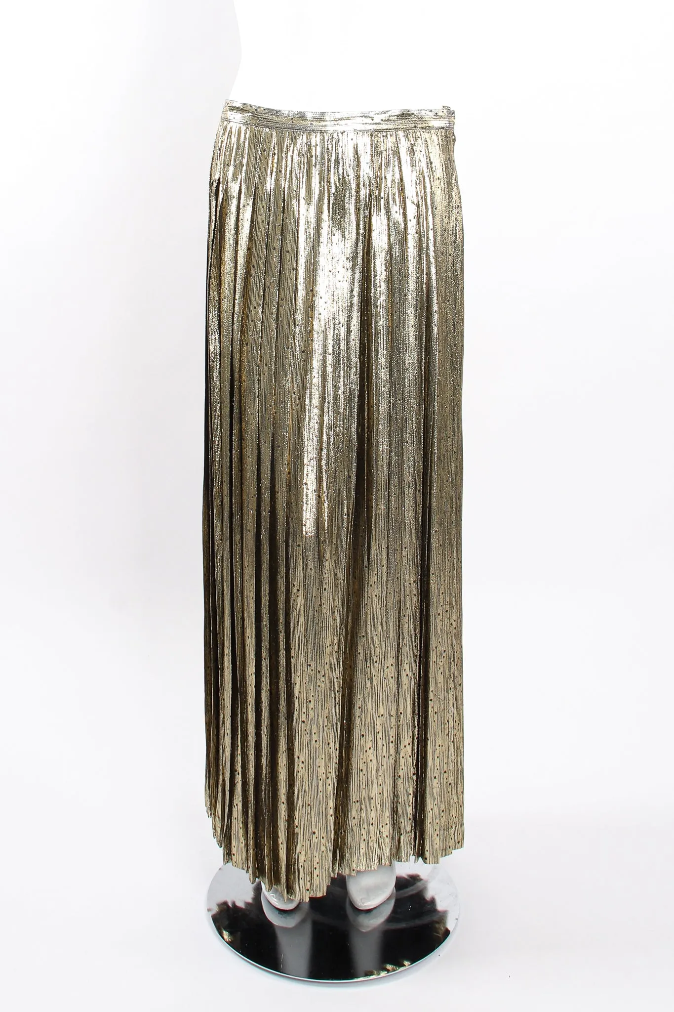 Gold Lamé Pleated Dot Skirt
