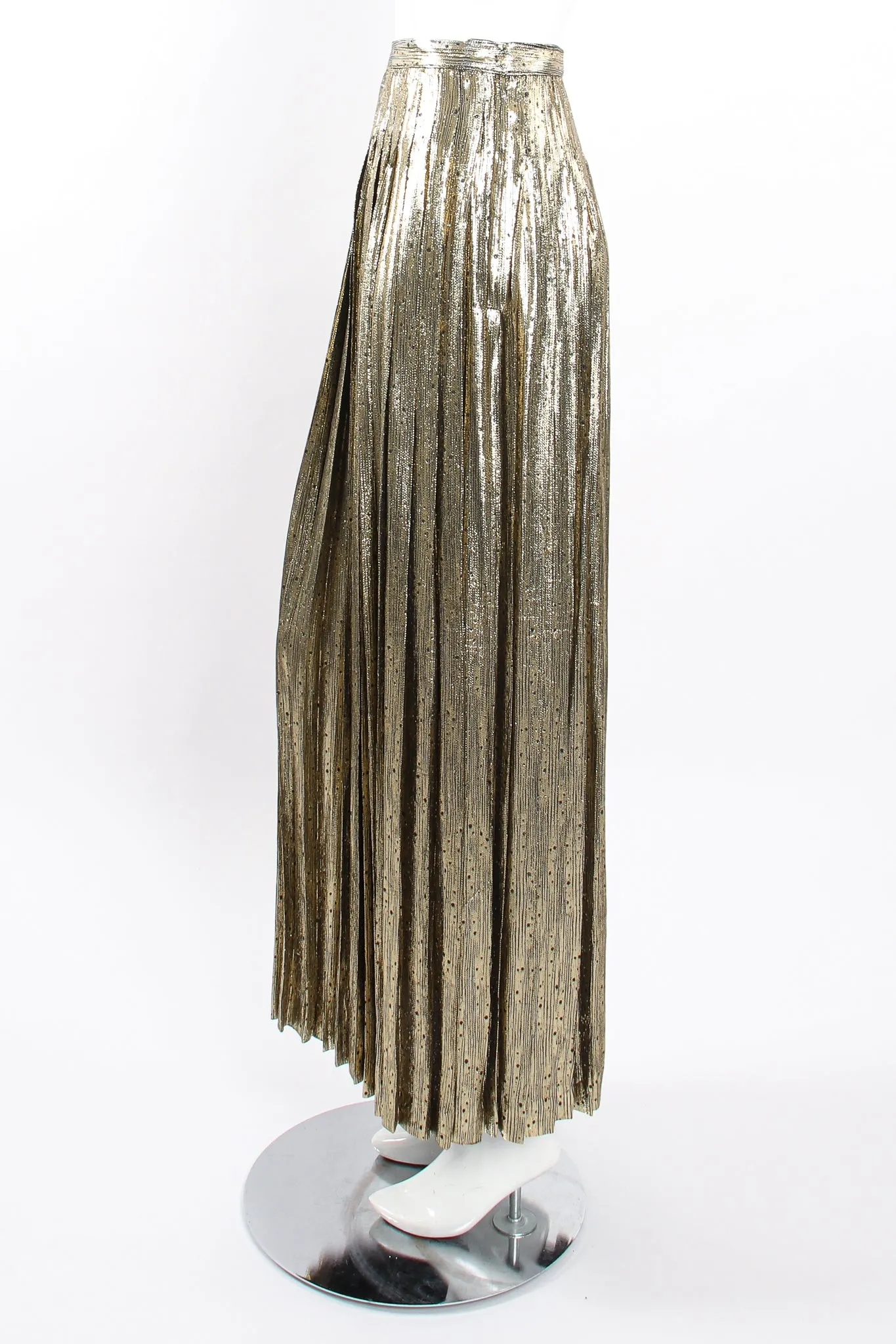 Gold Lamé Pleated Dot Skirt