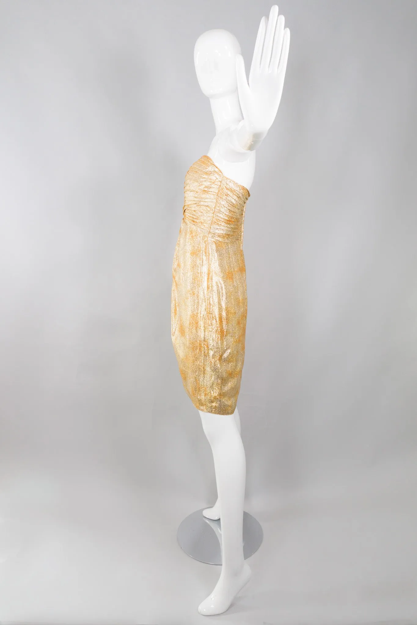 Gold Lamé Strapless Dress