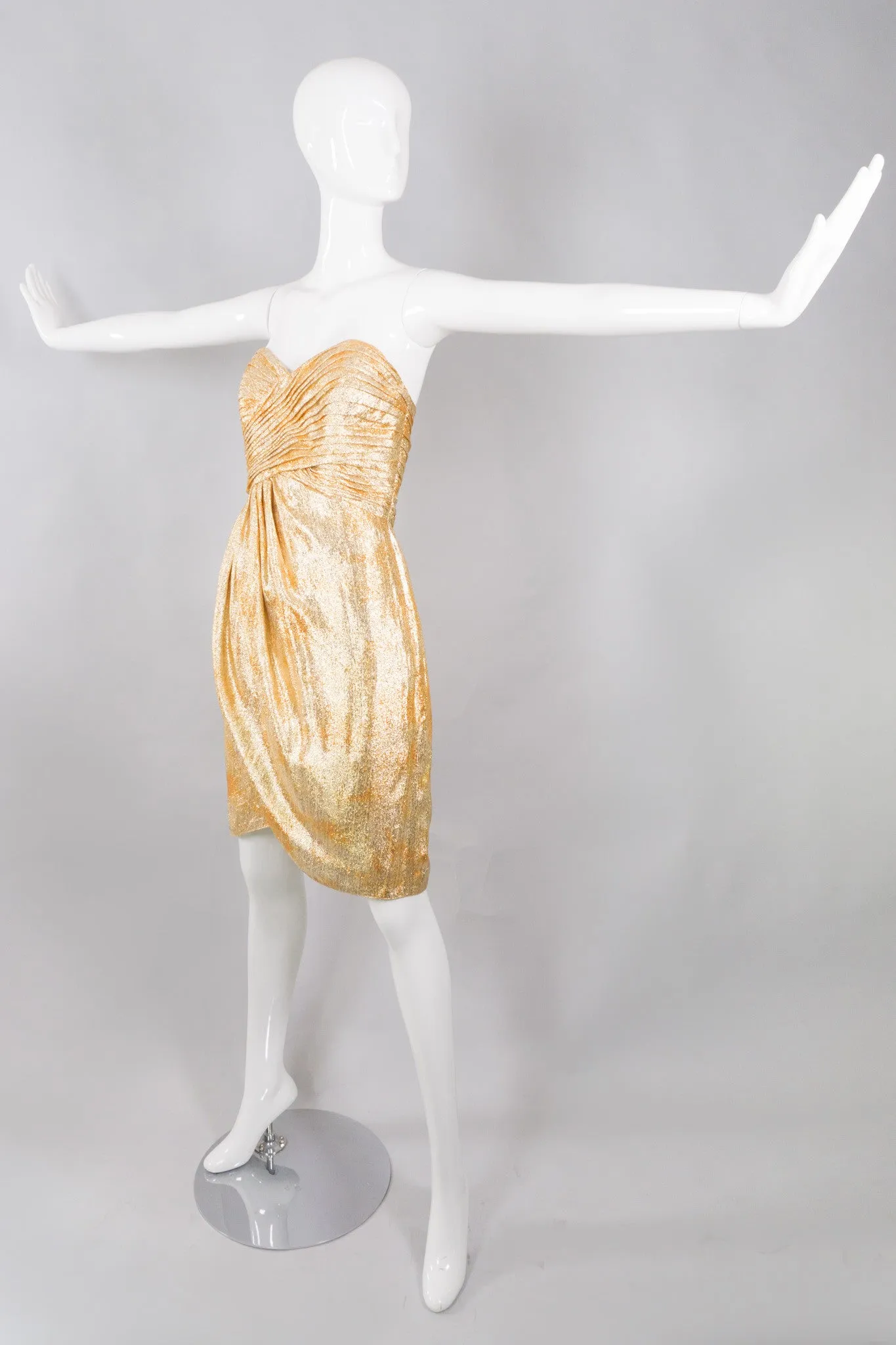 Gold Lamé Strapless Dress