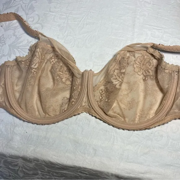 GOLD PrimaDonna 34F Bra Underwire Lace Demi Floral Vintage Style Lingerie Flower