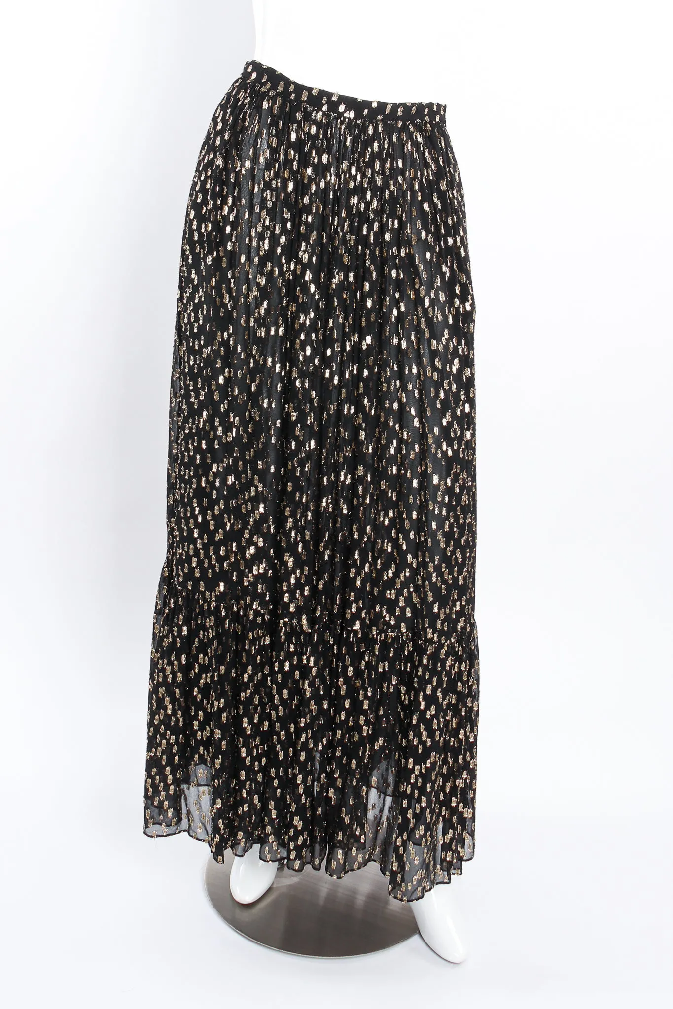 Gold Spotted Ruffle Blouse & Skirt Set