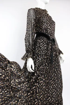 Gold Spotted Ruffle Blouse & Skirt Set
