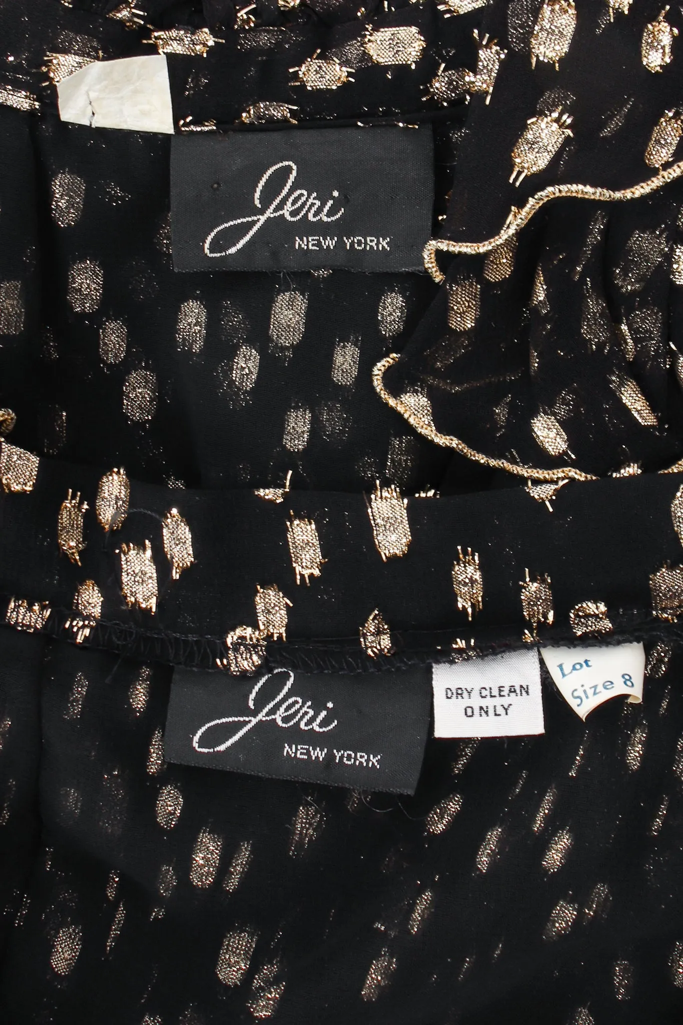 Gold Spotted Ruffle Blouse & Skirt Set