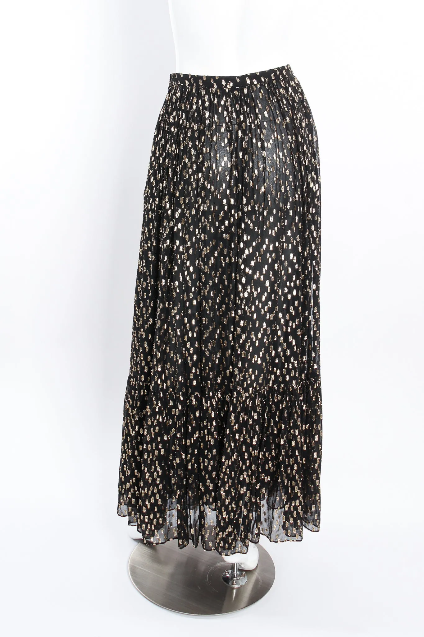 Gold Spotted Ruffle Blouse & Skirt Set