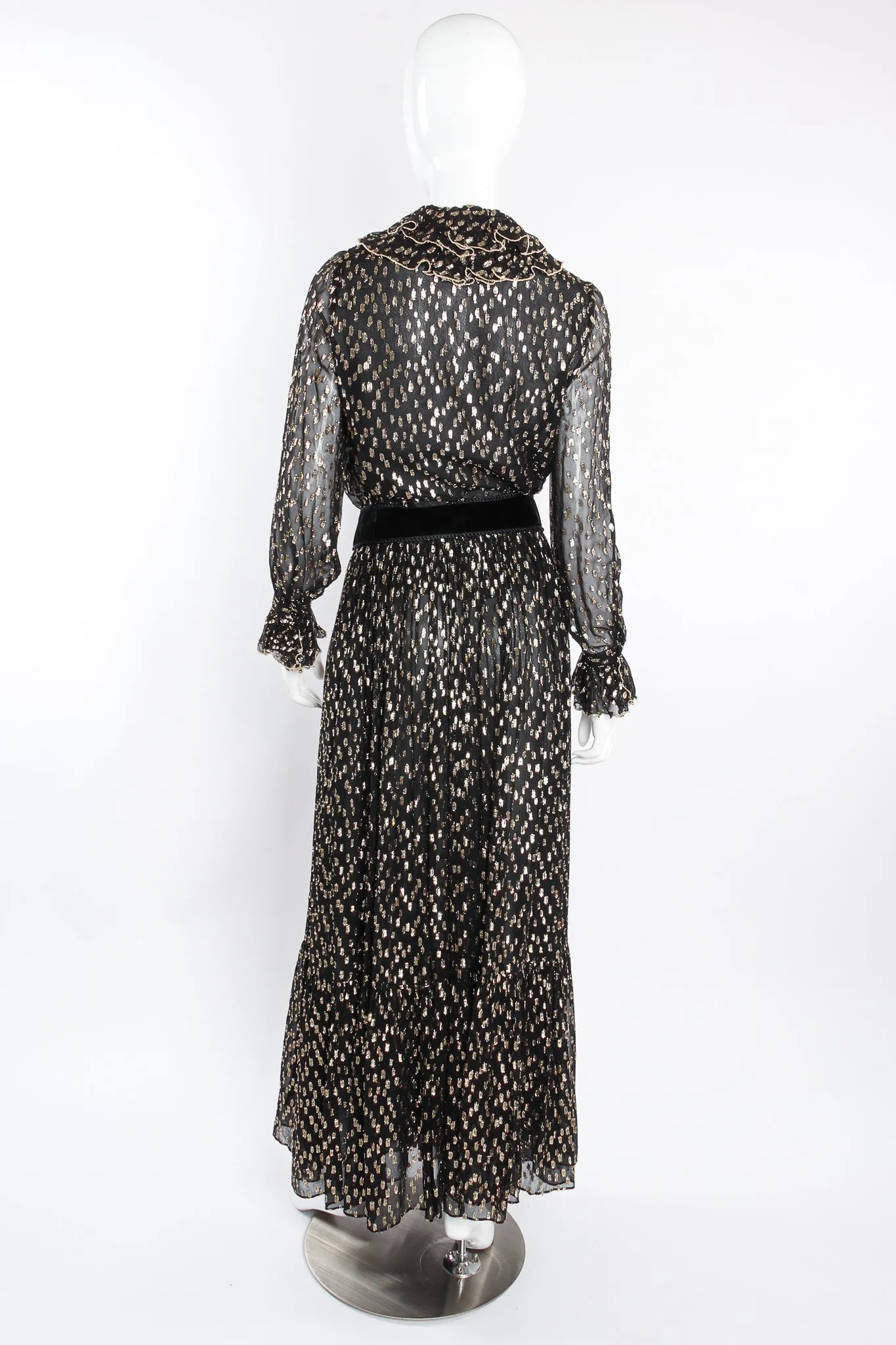 Gold Spotted Ruffle Blouse & Skirt Set