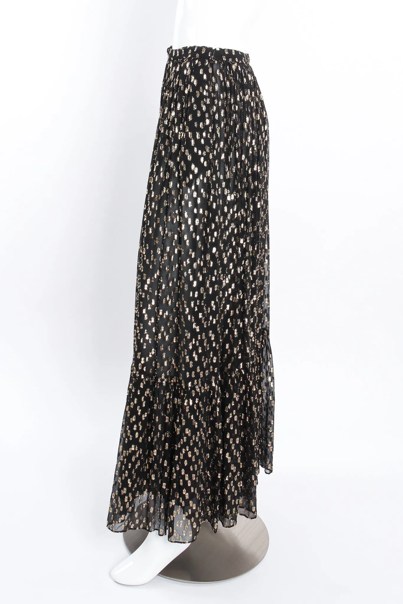 Gold Spotted Ruffle Blouse & Skirt Set