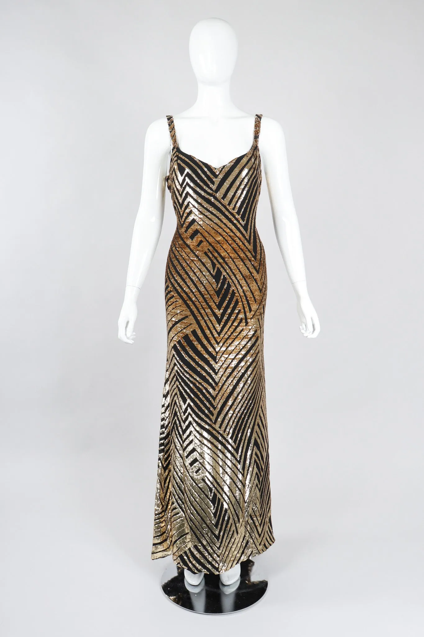 Gold Velvet Lamé Slipdress