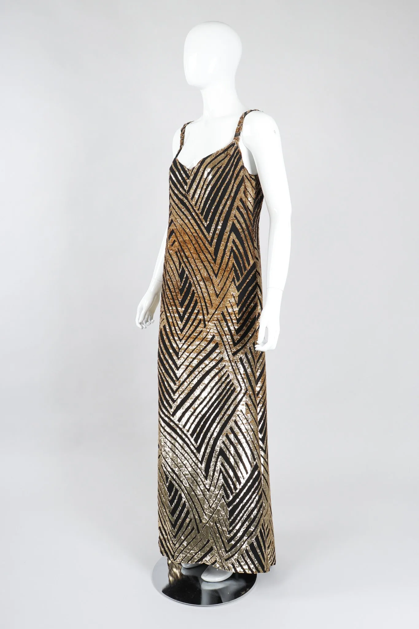Gold Velvet Lamé Slipdress