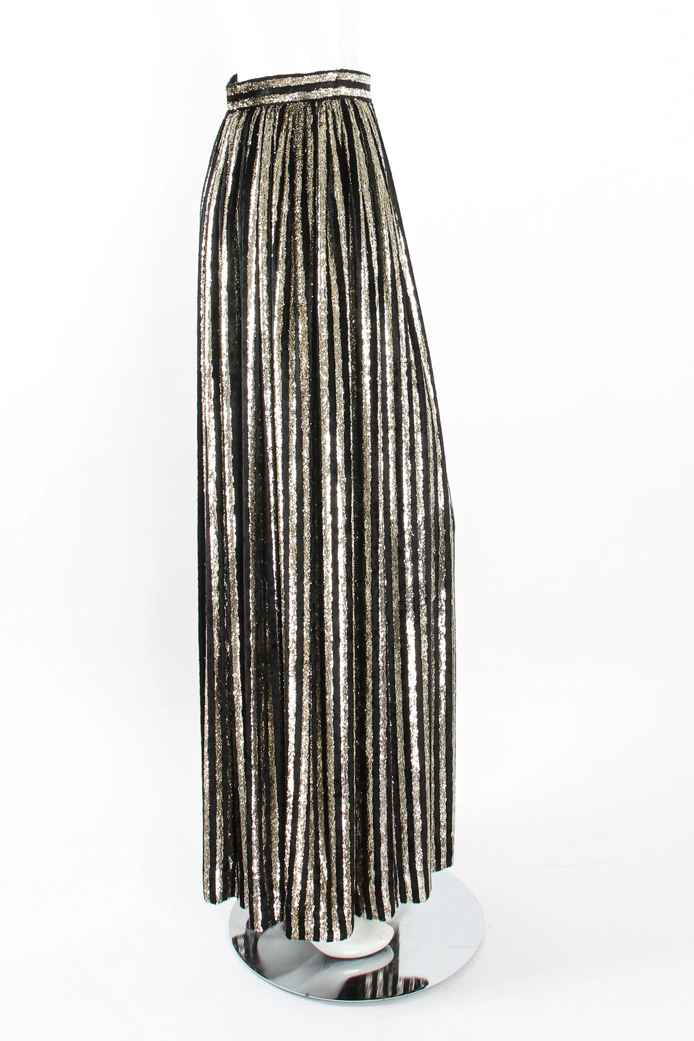 Gold Velvet Lamé Striped Skirt