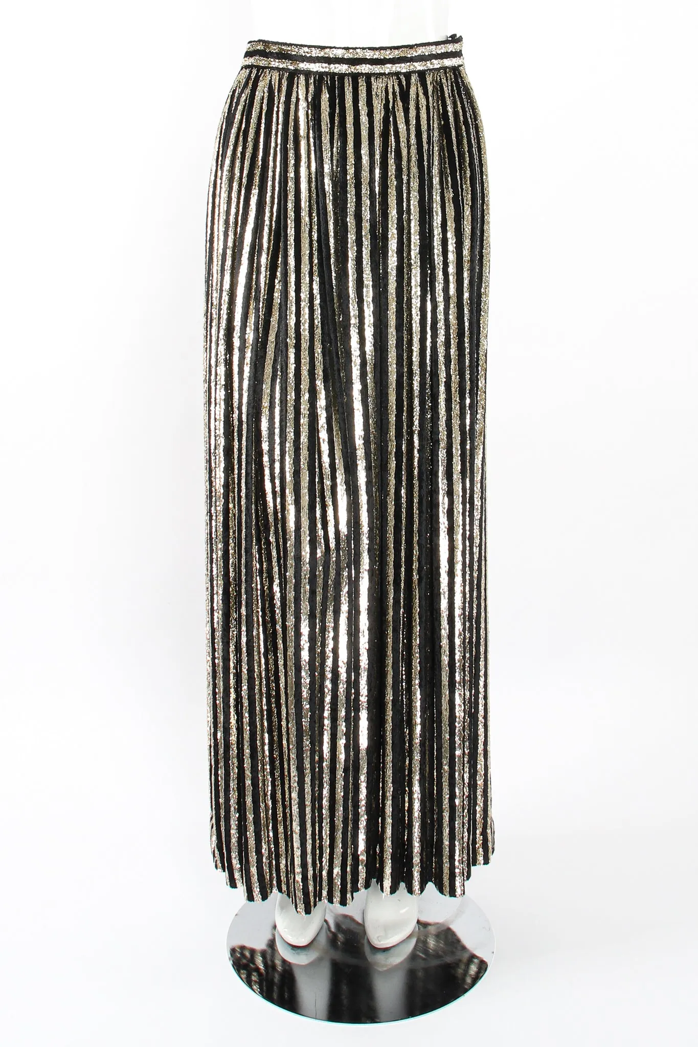 Gold Velvet Lamé Striped Skirt