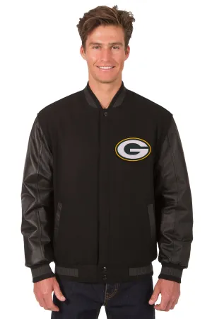 Green Bay Packers Reversible Wool and Leather Jacket