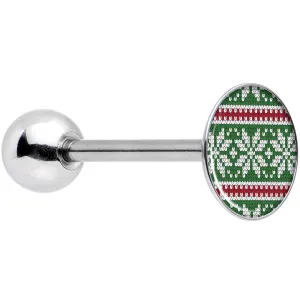 Green Red Christmas Sweater Barbell Tongue Ring