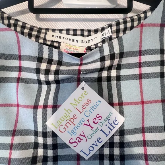 GRETCHEN SCOTT DRAWW BLUE PLAID NOVA CHECK LIKE DRESS NWT MEDIUM