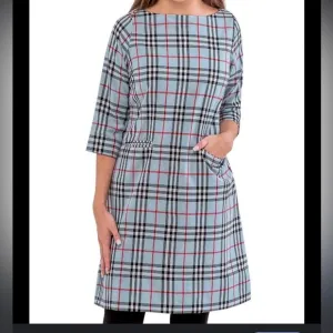 GRETCHEN SCOTT DRAWW BLUE PLAID NOVA CHECK LIKE DRESS NWT MEDIUM