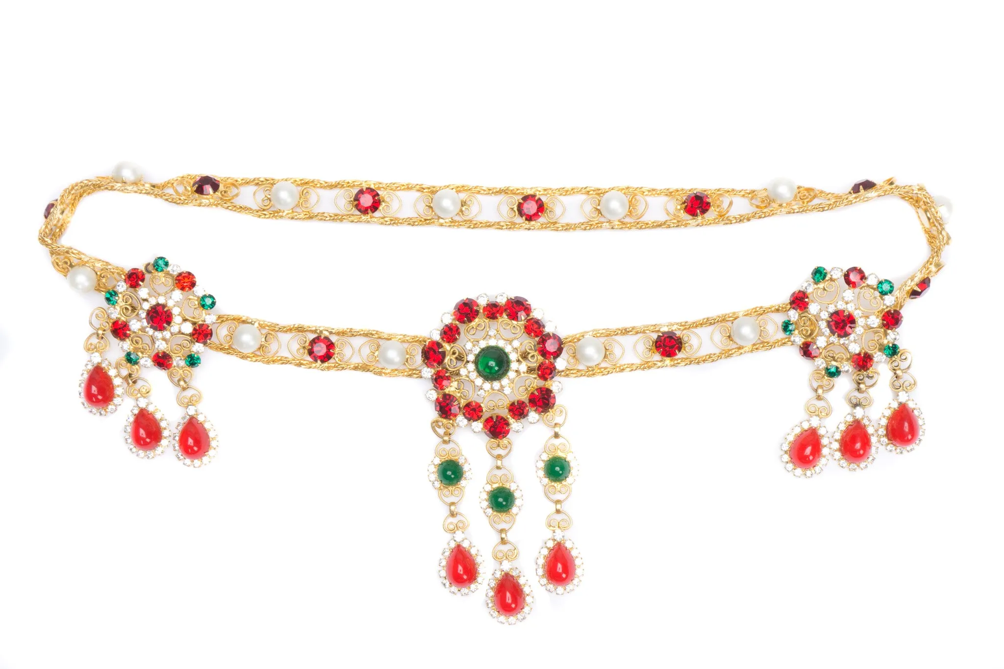 Gripoix Glass Cabochon Crystal Belt