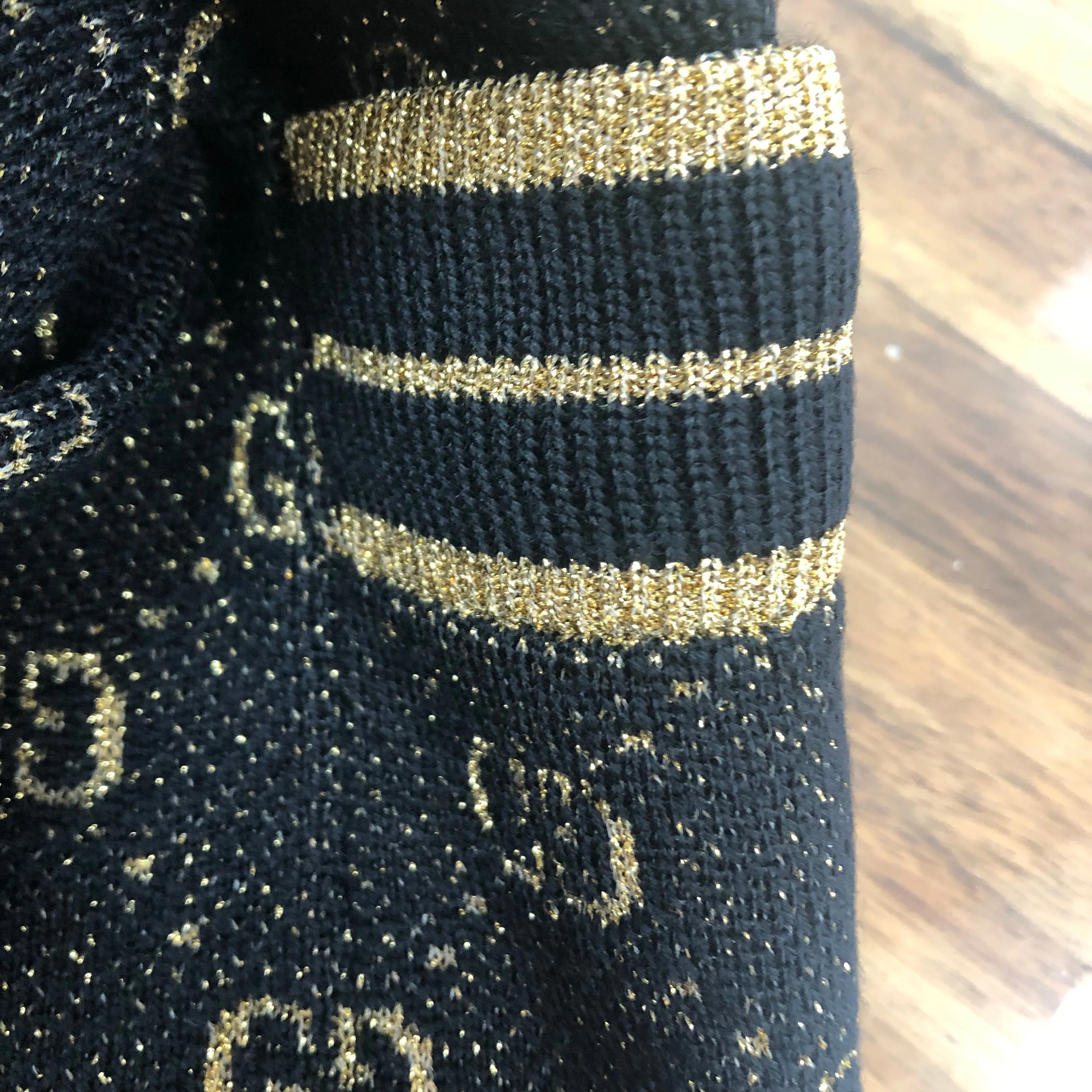 Gucci Black Zipped Cardigan with Gold Lamé GG