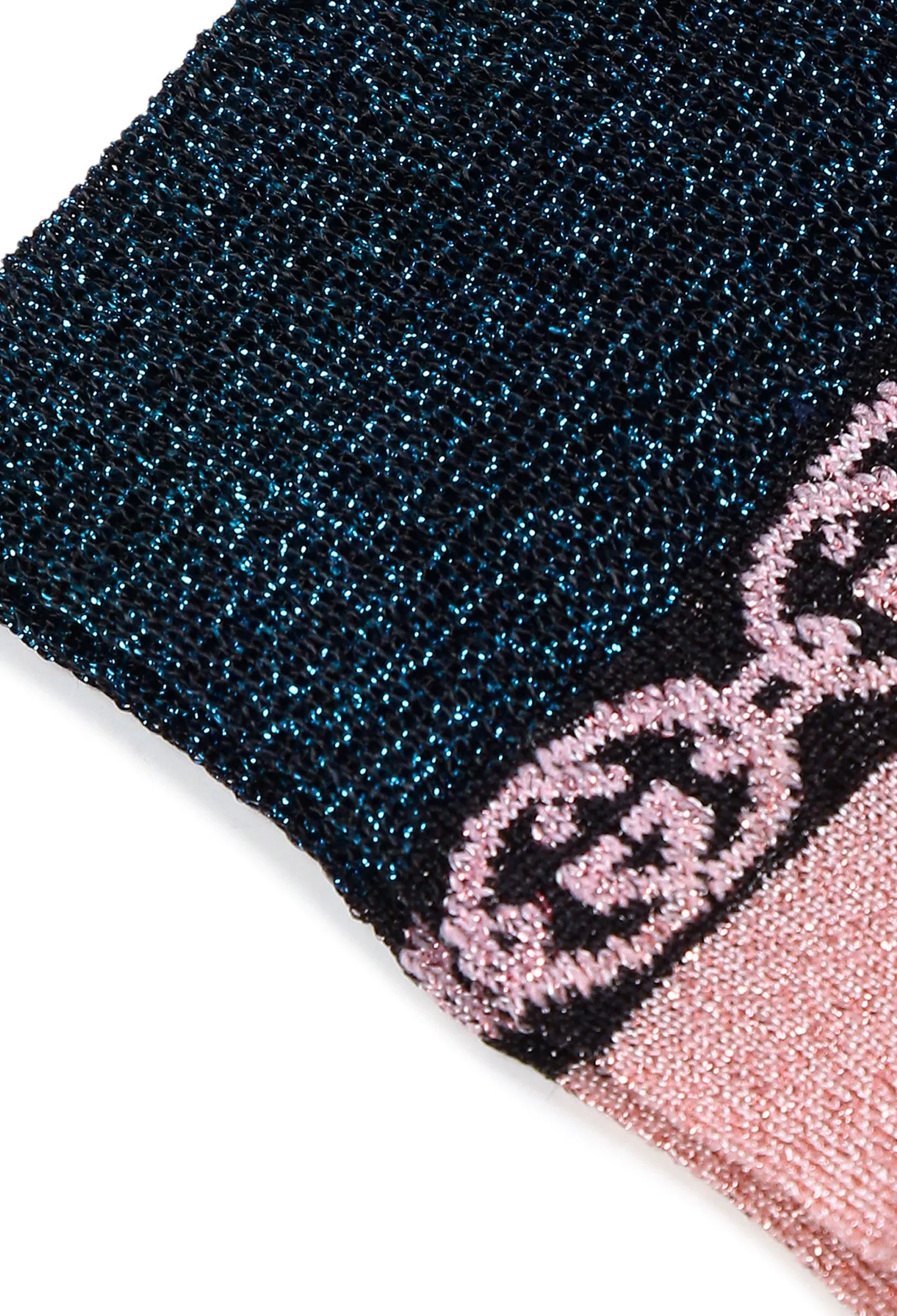 Gucci Lamé Interlocking GG Chain Metallic Socks in Pink