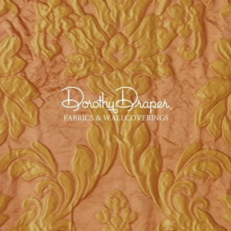 Hampshire Silk Scroll Damask Salmon Fabric