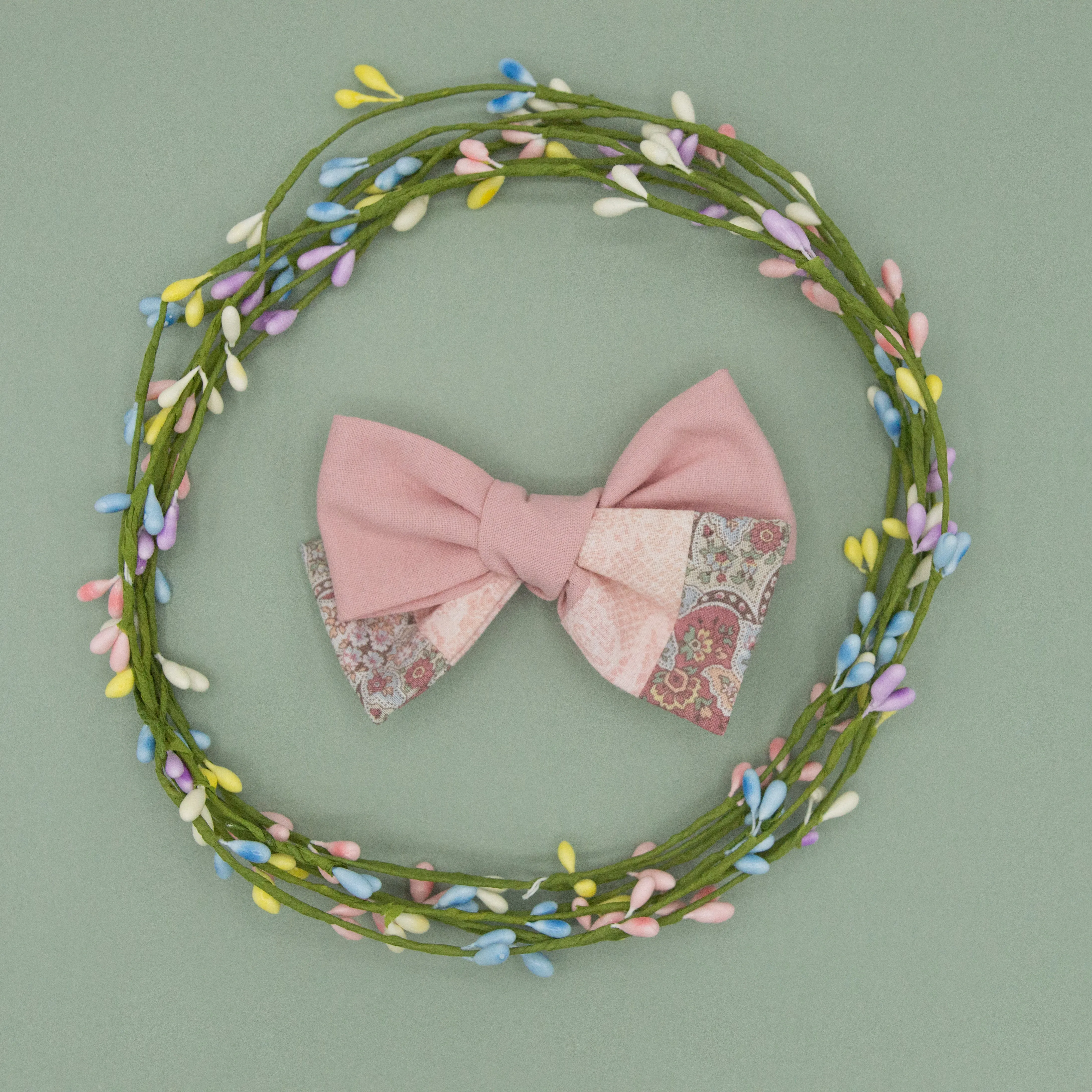 Hand Quilted vintage pink bow Elloise Bow 4inch - HOPE