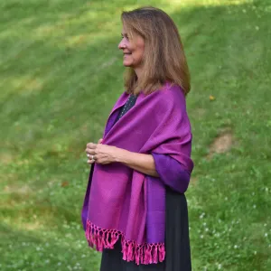 Hand Woven Vibrant Shawl | Hot Pink & Violet