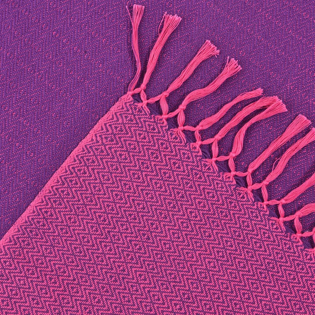 Hand Woven Vibrant Shawl | Hot Pink & Violet