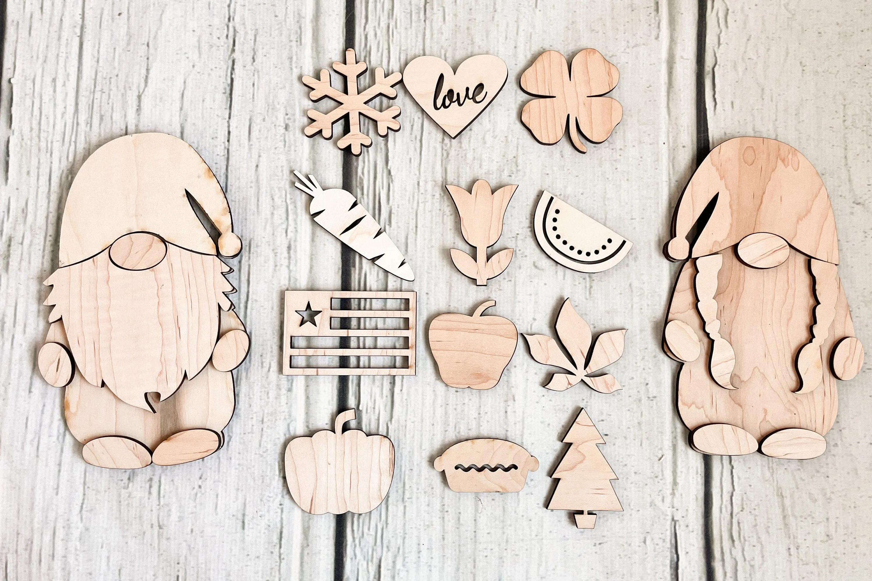 Handmade Gnome Signs DIY Kits for Adults Interchangeable Sign, Unpainted Wood Make Your Own Sign