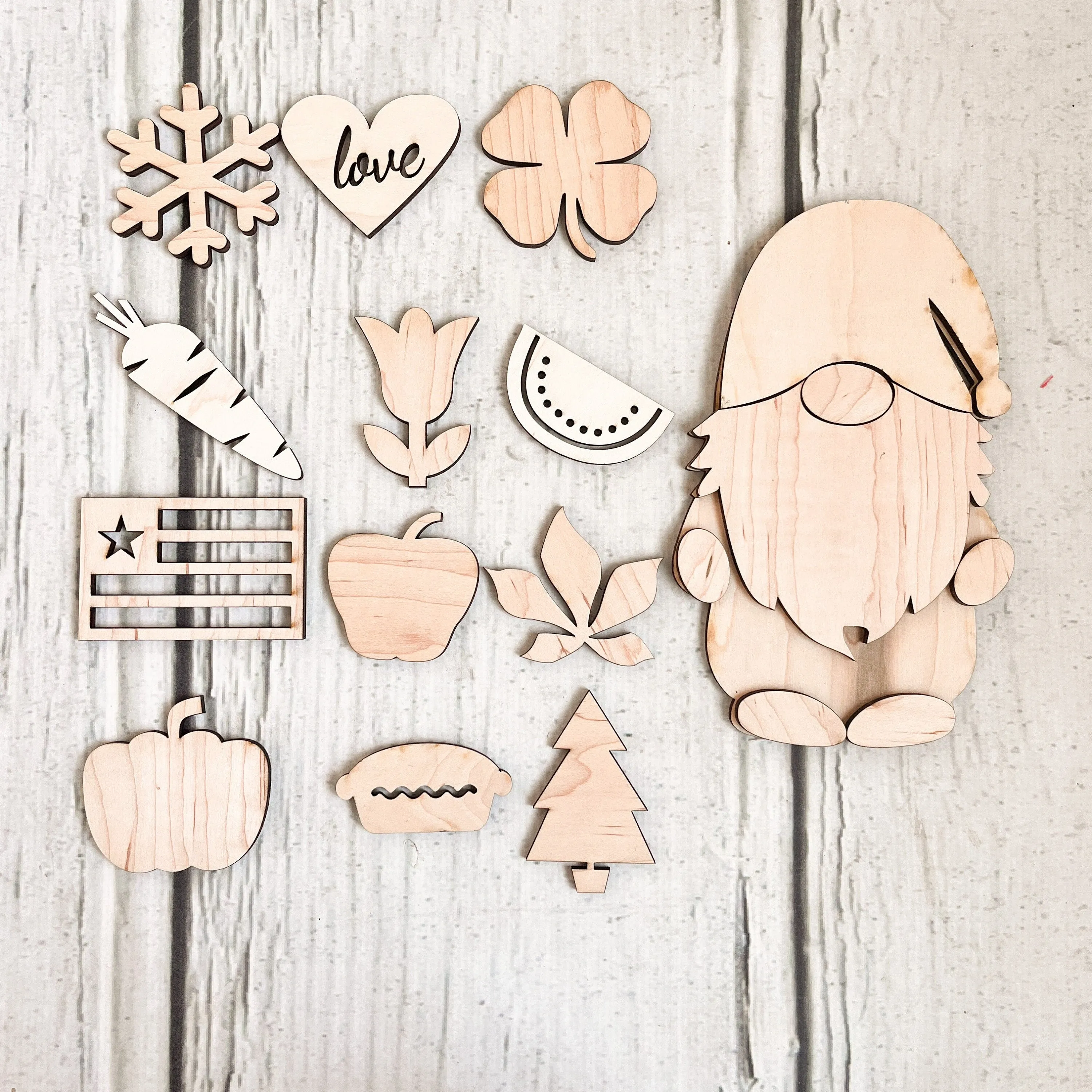 Handmade Gnome Signs DIY Kits for Adults Interchangeable Sign, Unpainted Wood Make Your Own Sign
