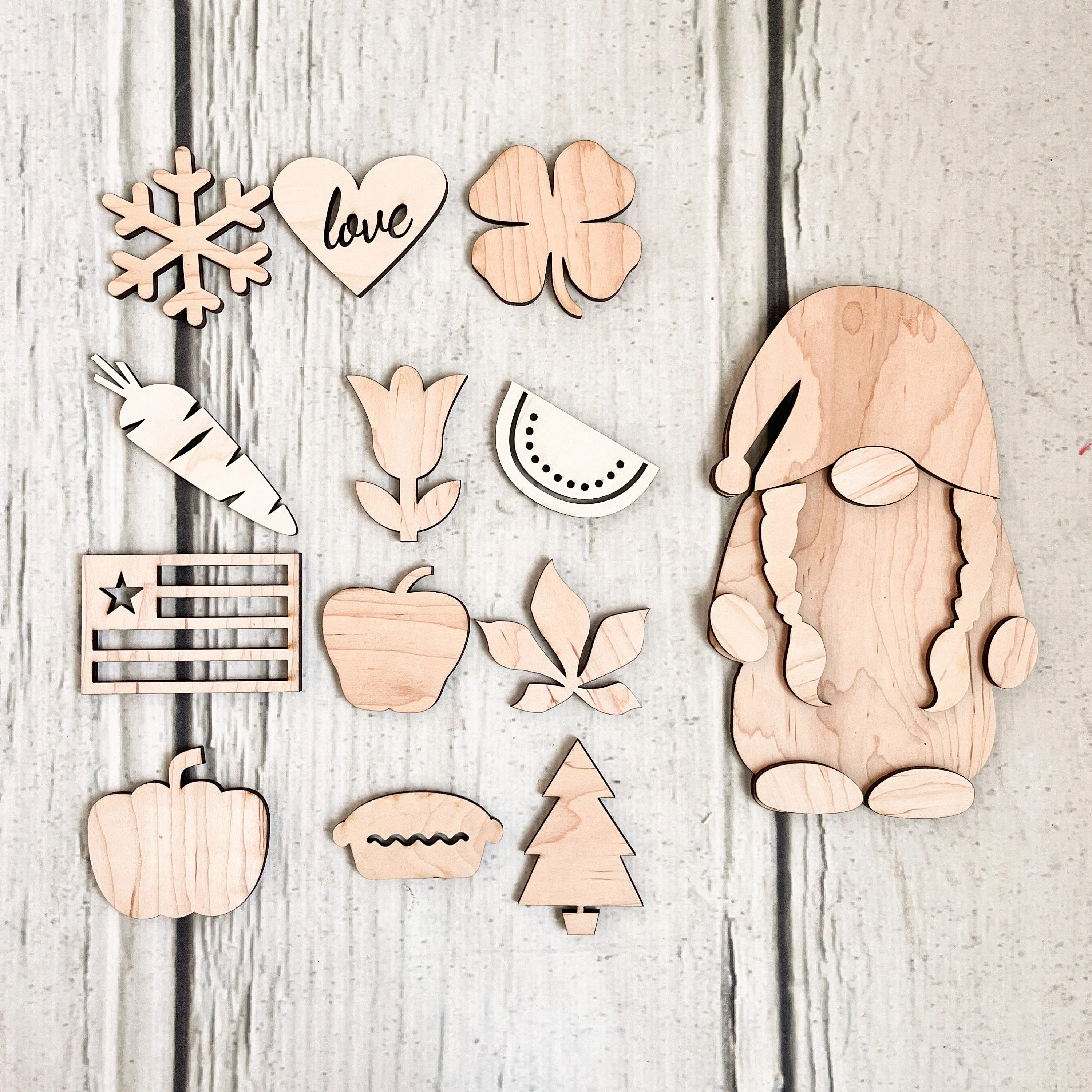 Handmade Gnome Signs DIY Kits for Adults Interchangeable Sign, Unpainted Wood Make Your Own Sign