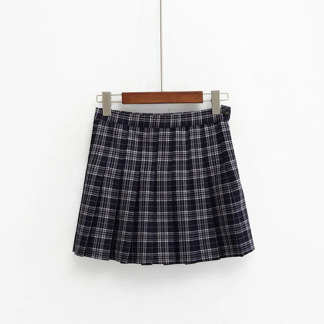 harajuku skirts womens 2018 korean summer style new plaid pleated skirt rock kawaii high waist fashion women clothing